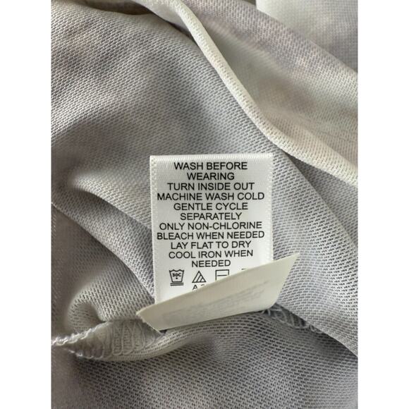 Logo Lori Goldstein Size XS Sheer Stretch Tie Dye Top Gray Button Long Sleeve - Picture 9 of 10